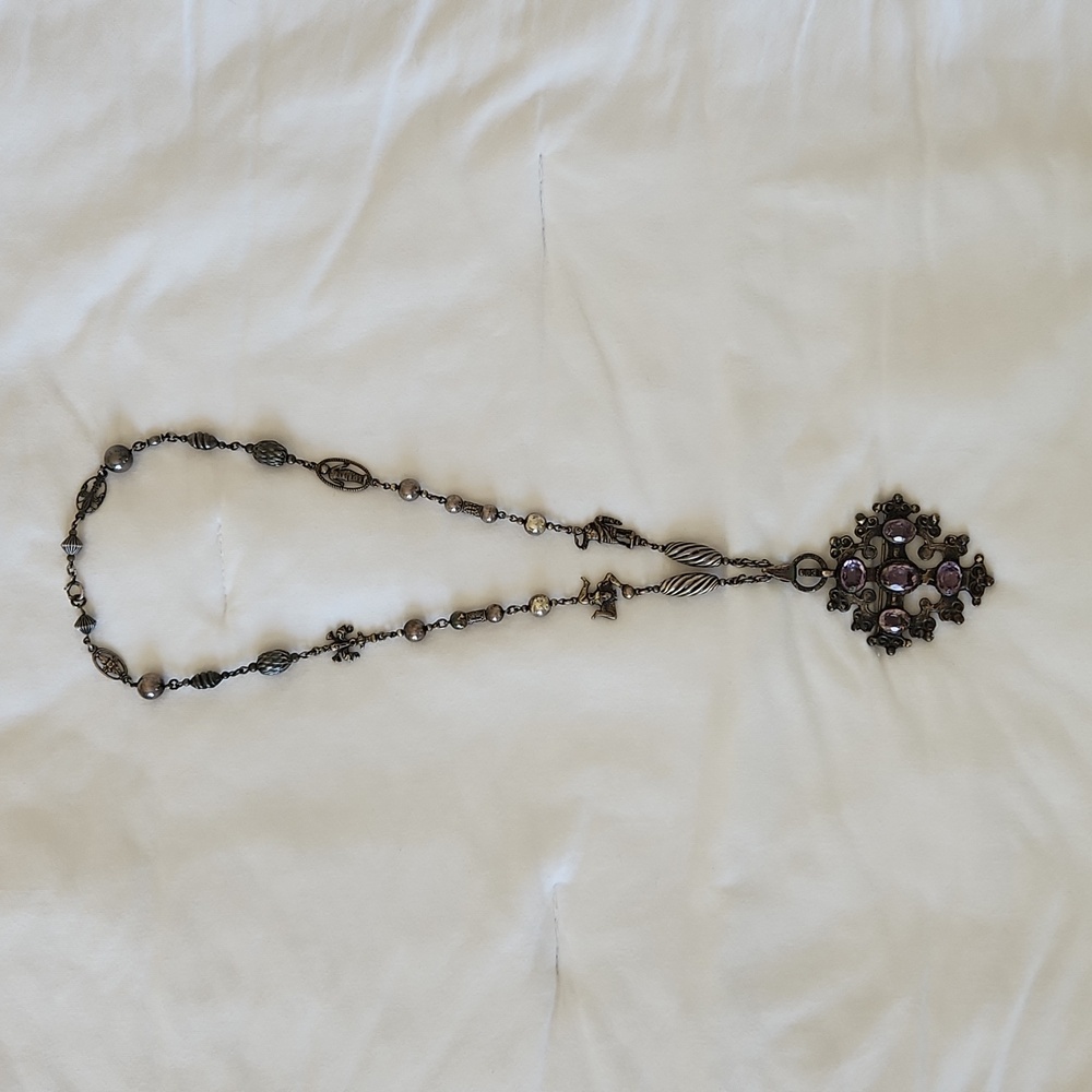 Vintage Peruzzi Amethyst and Silver necklace - tells a Roman Catholic story